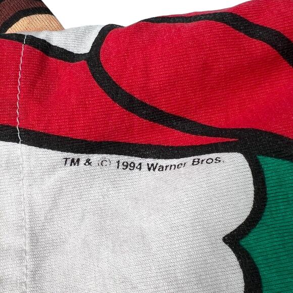 Vintage 90s Christmas Wreath Taz Big Face Sleep T-Shirt Looney Tunes OS, XL - Picture 5 of 7